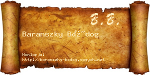 Baranszky Bódog névjegykártya